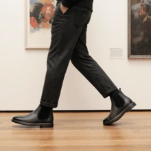 男士切尔西靴，休闲复古风踝靴 - 灰色 - 查看 2