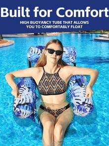 Hamaca inflable para piscina: Una silla de ocio estampada para adultos - Perfecta para vacaciones, fiestas y relajación. Esta hamaca para exteriores es un elemento esencial para la playa y la piscina, ideal para fotos, juegos acuáticos, relajarse y entretenimiento. ¡Un verdadero imprescindible para la playa! - flotador inflable - Ver 6