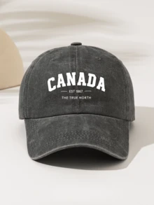 1pc "CANADA -EST 1867-THE TRUE NORTH" Printed Design, Fashionable Gift For Family And Friends, Suitable For All Seasons, Outdoor Sports, Lightweight And Portable,Summer,Beach,Hat,Holiday,Travel - Washed Baseball Cap - View 9