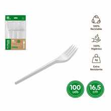 Kynley Bộ dao nĩa, nĩa, thìa dùng một lần bằng nhựa, 100 chiếc – Có thể tái sử dụng, bền, đóng gói hợp vệ sinh, không chứa BPA ✅ Giao hàng tại Tây Ban Nha trong vòng 48/72 giờ - TENEDOR 16.5CM*100U - Xem 1