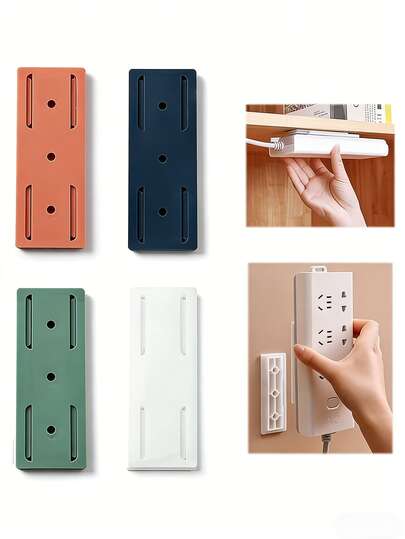 10pcs Baby Room Power Strip Holder, Self-Adhesive Wall Hook Outlet Organizer, Powerful Seamless Wall-Mounted Cable Organizer With Bracket