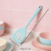 1/2pcs Heat Resistant Mini Silicone Spatula, Small Slotted Rubber Flipping Tool For Cooking Eggs/Fish/Pancakes, Kitchen Utensils (Green/Pink) - Mint Green - View 10