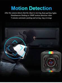 1pc Portable Micro Camera, Mini Camera, Small Rechargeable Battery Powered, 1080P HD Mini Camera Supports 128G TF Card Storage (TF Card Not Included), Night Vision Motion Activated Micro Digital Body Cam, Suitable For Home, Office, Car, Drone - Multicolor 1080P - View 6
