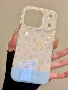 Cute Flower Heart Shape Phone Case Compatible With IPhone 17 Pro Max, 17 Pro, 16, 15 Pro Max, Lovely Floral Anti-Drop Soft Shell - White - View 4