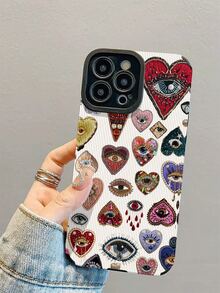 1 件装新款时尚优雅心形图案防震真皮手机壳，适用于 17/17Air/17Pro/17ProMax/ 16/16Plus/16Pro/16ProMax/ 15/15Plus/15Pro/15ProMax/ 14/14Plus/14Pro/14ProMax/ 13/13Pro/13ProMax/ 12/12Pro/12ProMax/ 11/ 11Pro/11ProMax - 彩色 - 查看 5