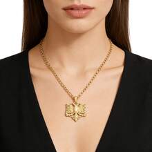 dollrinboy 1件14K镀金阿尔巴尼亚鹰吊坠项链，男女通用，3毫米不锈钢扁平费加罗链，18/22英寸 - 鷹 - 查看 9