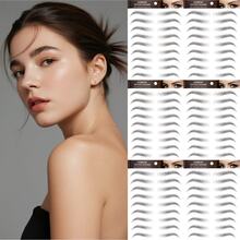 6 Sheets 66 Pairs Black 4d Hair-Like Waterproof Eyebrow Tattoos Stickers Transfers Temporary Brow Tattoo Peel Off Grooming Shaping Sticker In Arch Style - Black - View 1