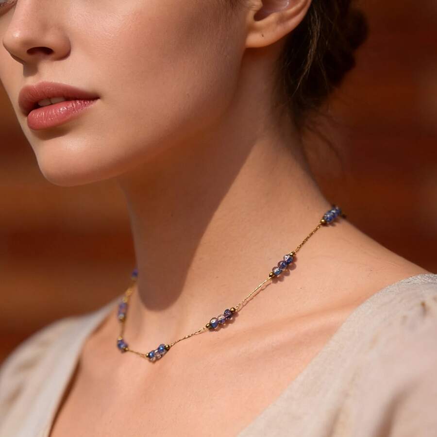 小珠子搭配精致链条，优雅女士项链