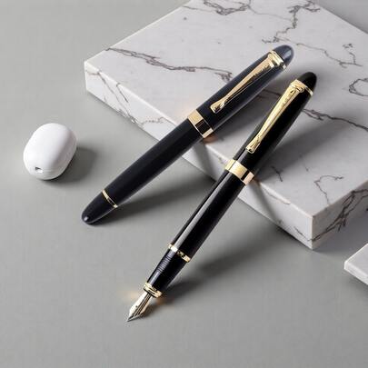 A Classic Black Metal Pen / Double Filling System (Converter/Marker) / Smooth And Fast-Drying Ink / Suitable For Business Office Use / Signature Pen / High-End Gift Pen / Student Writing Pen