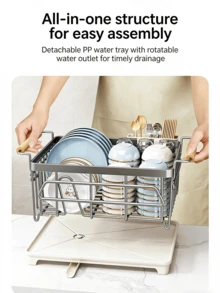304 Stainless Steel Bowl Dish Rack, Kitchen Storage Rack, Draining Basket - Multicolor - View 4