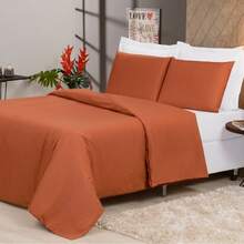 Capa Para Edredom Duvet Avulsa Solteiro, Queen e King 400 Fios Micropercal Antippiling Lisa - Terracota - Visão 1
