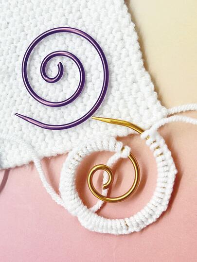 10pcs Colorful Spiral Knitting Needles, Sweater Needle Accessories, Purple, Blue, Yellow Available, Aluminum Material, Smooth No Snagging, DIY Shaping Weaving Tool