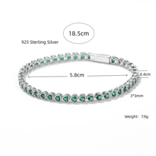 2026新款绿色心形手链，S925纯银，低过敏性，简约精致日常佩戴饰品 - 綠色 - 查看 7