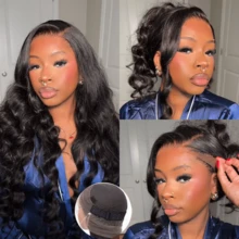 ZHENDEFA 波浪卷蕾丝前假发，真人发，隐形绑带，360°高清透明蕾丝前假发，真人发，预拔毛抽绳360°蕾丝前假发，180密度，无胶假发，女士真人发 - SNatural - 查看 2