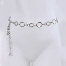Niche Metal Circle Buckle Waist Chain, Minimalist Chic Versatile Decoration For Dresses - Silver - View 12