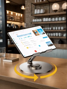 Dudukan Tablet Logam Lipat yang Dapat Diatur 360°, Cocok untuk Tablet 9.7", 10.5", 10.9", 11" Pro, Mini 4/3/2, dan Kindle E-Reader. Juga Kompatibel dengan iPhone dan Smartphone Android. Hadiah Ulang Tahun, Dudukan Ponsel untuk Keluarga dan Teman, Aksesori Ponsel. - View 1
