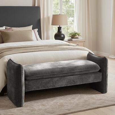 Fully Upholstered Bench, Valeria Model, Elegant Seating Furniture For Living Room, Dining Room, Bedroom, Modern Upholstered Bench, Decorative Side Sofa For Home Or Office