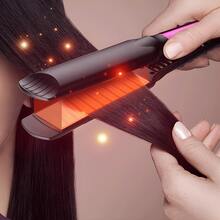 专业陶瓷直发器，插电式加热，快速调温，适合家庭和沙龙使用，护发礼品 - 玫紅色 - 查看 4