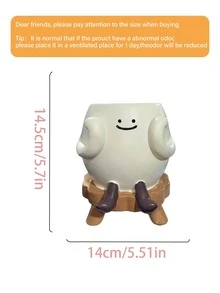 Cute Sitting Egg Utensil Holder – Resin Kitchen Storage Organizer For Cooking Utensils & Brushes | Playful Character Design Crock For Countertop & Vanity | Weather Resistant Durable Decor For Kitchen & Dining Utensil Holder, Kitchen Organizer, Chopstick Storage, Brush Holder - Multicolor - View 12