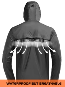 RODEEL Giacca da pioggia da ciclismo da uomo, design rifrangente, asciugatura rapida, durevole, leggera, ideale per attività all'aperto come pesca, costruzione, giardinaggio - Grigio - Visualizzare 5