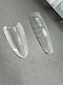 240pcs Transparent Sandwich Style Nail Stickers, Nail Art Tools, Double-Ended Quick Nail Gel Stickers, Full Coverage Nail Extension Stickers - Apricot - View 4