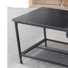 Industrial 2-Tier Coffee Table For Living Room - Rustic Design With Sturdy Metal Frame - Wire Mesh Shelf - Rectangular, Easy To Assemble, Ideal For Small Spaces And Vintage Decor - Black - View 3