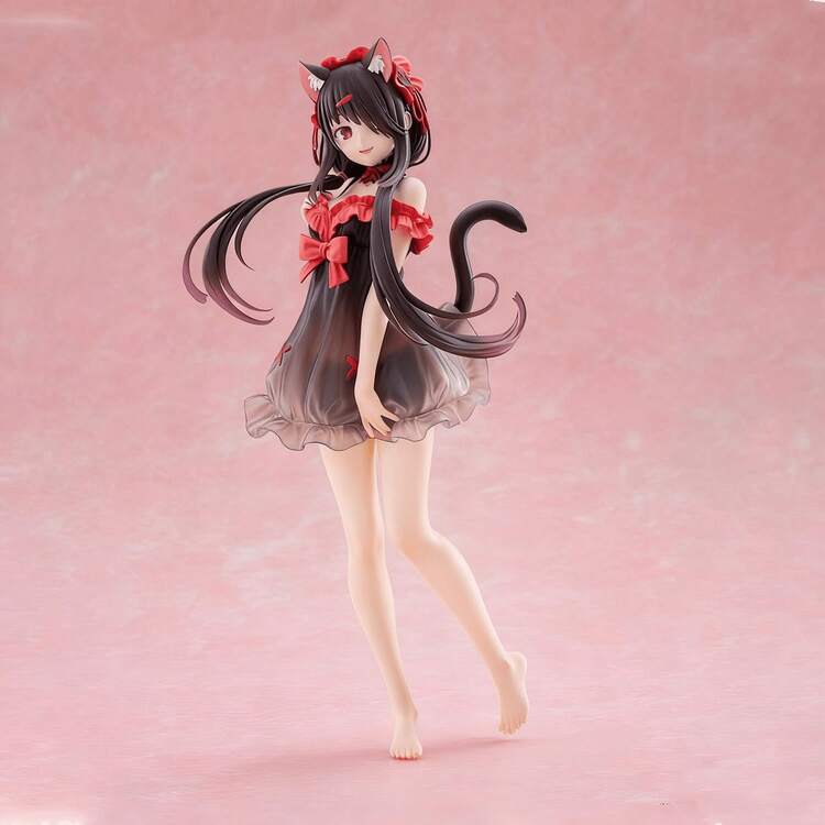 黑猫主题内衣套装，包含猫耳朵、尾巴、黑红相间的可爱睡衣、双马尾、赤脚萌妹子、可爱小摆件 - 彩色 - 查看 7