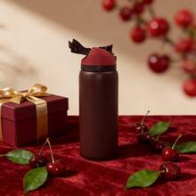 OwaIa Black Cherry Large Capacity Stainless Steel Water Bottle,32oz/945ml,With A Straw,Exquisite Appearance,Keeps Drinks Hot Or Cold,Can Hold Iced Drinks And Water,Suitable For Leisure,Work,Sports,Indoors And Outdoors,Suitable For Students And Office Workers,As A Gift - 黑櫻桃 - 查看 4
