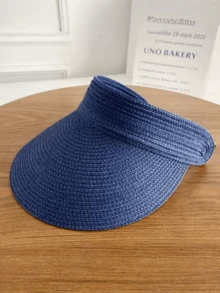 1顶草编遮阳帽，夏季度假宽檐遮阳帽 - 彩色 - 查看 7