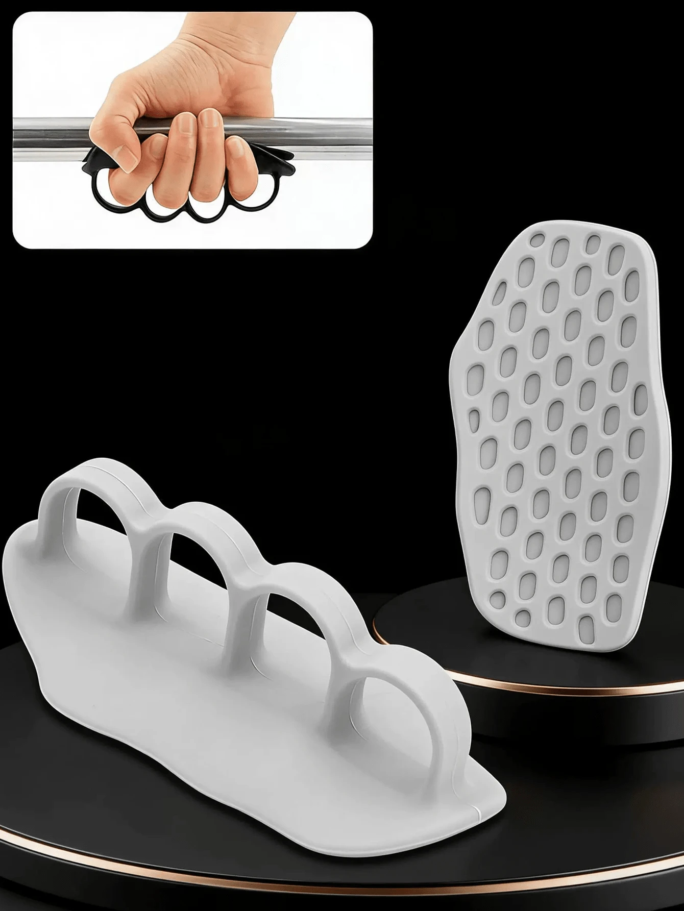 1 Pair Four Finger Grip Strength Device Fitness Dumbbell Weightlifting Silicone Palm Protection Anti-Slip Grip Anti-Cocoon Grip - Multicolor - View 1