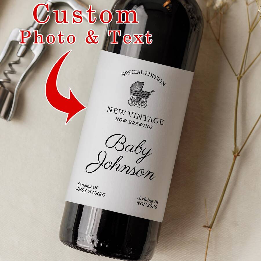 1/3/10 chiếc Nhãn rượu in ảnh tùy chỉnh, Nhãn rượu thông báo mang thai, Quà tặng tiết lộ tin vui cho ông bà, Nhãn dán chai rượu cá nhân hóa, Quà tặng tiệc mừng em bé sơ sinh, Quà tặng cho trẻ sơ sinh.