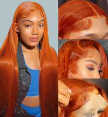 Bone Straight Ginger Orange 30 36 Inch 250 Density 13x6 Lace Front Brazilian HD 13x4 Pre Plucked Wig 350 Colored Glueless Human Hair Lace Frontal Wigs - S350 - Xem 5
