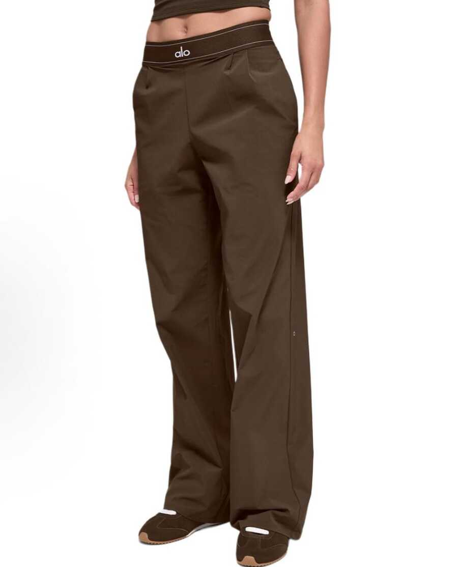 Alo Yoga Women's Suit Up Trouser | Premium High-Waist Relaxed Straight-Leg Pants | Luxury Soft Stretch Performance Trousers | Wide-Leg Athletic Leisure Slacks | Celebrity Style Urban Workout Apparel | Breathable Lightweight Formal-To-Gym Pants - 咖啡棕 - 查看 1