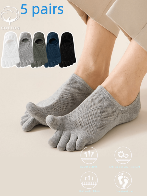 5 Pairs Unisex Breathable Low-Cut Toe Socks, Comfortable Soft Suitable For Spring/Summer, Home, Office, Travel