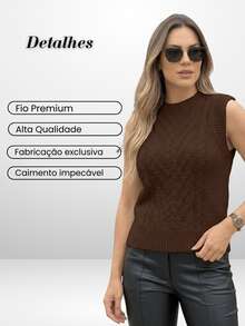 Women's Basic Casual Elegant Modern Knit Vest For Cold Winter - Rỉ Nâu - Xem 2