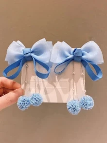 2pcs Pink Rhinestone Bowknot Hair Clips, Sweet Butterfly Rhinestone Hair Accessories - Multicolor - View 4