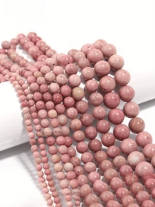 1 Strand Natural Stone Rhodonite Gemstone Smooth Round Loose Beads For Jewelry Making Diy Findings 4 6 8 10mm - Redwood - View 1