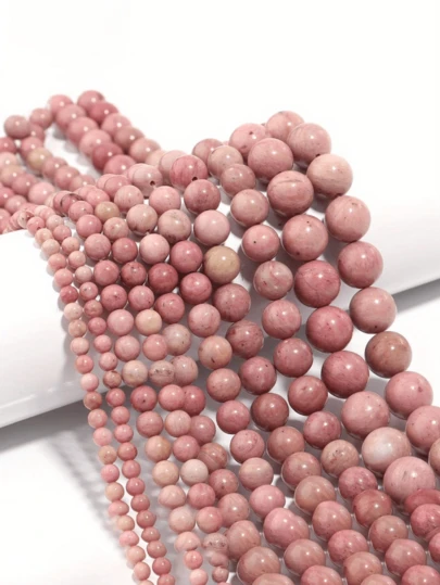 1 Strand Natural Stone Rhodonite Gemstone Smooth Round Loose Beads For Jewelry Making Diy Findings 4 6 8 10mm