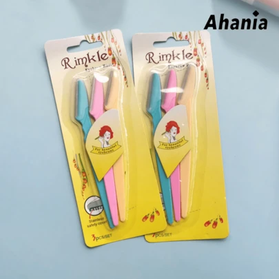 Ahania Kit de 3 Lâmina Sobrancelha e Rosto Navalha Navalhete para Depilação Sobrancelhas Facial Buço e Axila