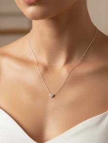 1件项链 女士日常情人节简约心形吊坠 优雅银色 - 銀色 - 查看 1