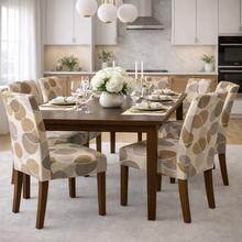 Chair Cover Set For 4-Seater Chairs, Printed Design, Perfect For Kitchen Or Dining Room, Gel Knit Fabric. - Marrón orgánico - Ver 2