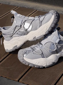 CAMEL CROWN Spring Retro Thick-Soled Height-Increasing Breathable Outdoor Sports Casual Shoes - White Ash - View 2