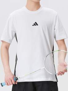 Adidas 阿迪达斯 Essential 纯色休闲短袖T恤，简约设计，适合日常穿着和通勤，男款 JE6388 - 白色 - 查看 2
