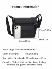 Men's Casual Utility Crossbody Bag, Large Capacity Shoulder Bag - Front Pocket - View 13