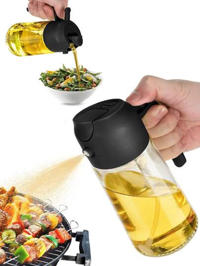 1pc Premium Olive Oil Sprayer/Dispenser - Splash-Proof And Leak-Proof - Suitable For Storing Peanut Oil, Olive Oil, Rapeseed Oil, Spice Oil, Low-Fat Oil, Soy Sauce And Vinegar Liquid Condiments. Refillable, Portable And Easy To Clean. Can Be Used For Cooking, Cookware, Air Fryers, Outdoor Grilling, Baking, Low-Fat Meals And Salad Making In The Kitchen. (Kitchen Oil Sprayer, Condiment Storage Bottle, Cooking Spray Bottle, Oil Can, Seasoning Bottle, Kitchen Supplies, Spice Storage Container, Frying Pan, Spray Bottle, Sprayer)