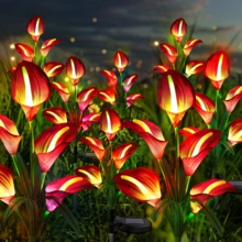 10 PCS 5-Head Calla Lily Solar Lights, Outdoor, Garden, Pathway Decor, Illumination (White, Red, Purple, Blue, Yellow) - 5頭馬蹄蓮 - 查看 29