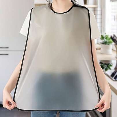 Waterproof Transparent Adult Bib - Black Edged Oil & Stain Resistant Dining Bib, Sleeveless Waterproof Adult Bib, Durable Washable Adult Apron Protects Clothing From Stains, Made Of Lightweight Waterproof PVC Material, Easy To Wipe Clean, Suitable For Elderly, Disabled And Adults