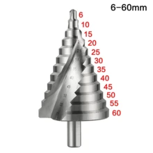 6-60mm Step Drill Bit Spiral Groove Pagoda Hole Cutter Metal Sheet Cone Drill Bit Triangular Shank Step Hole Opener Reamer - 6-60mm - View 5
