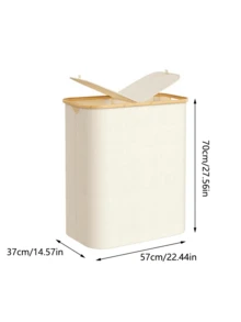 1pc Double-Layer Laundry Basket With Lid, Large Dirty Clothes Storage Basket, 2 Removable & Washable Inner Bags, Foldable Space-Saving Laundry Hamper For Bathroom, Bedroom, Laundry Room, Dorm - Multicolor - View 10