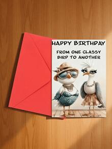 1/2张独特的鸟类主题生日贺卡，“来自优雅鸟儿的生日祝福”，两款时尚鸟类设计，适合作为友谊生日礼物，高品质贺卡，附信封 - 常規款 - 查看 5